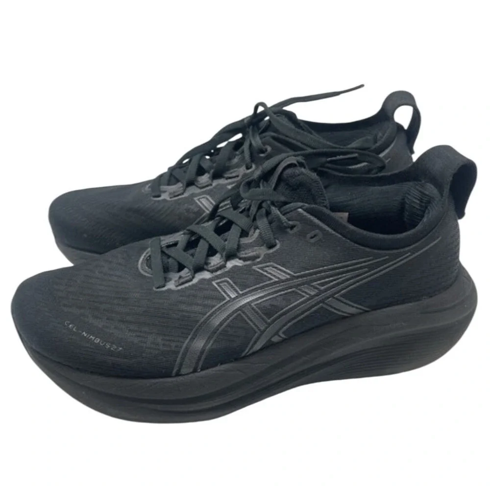 ASICS Gel-Nimbus 27 Womens Running Shoes Black Black 1012B753 Size 8.5